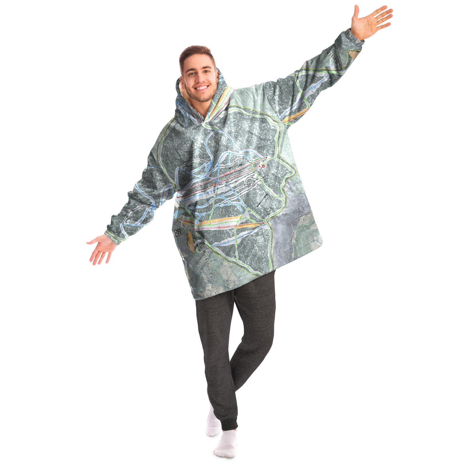Berkshire East, Massachusetts Ski Trail Map - Snug Hoodie