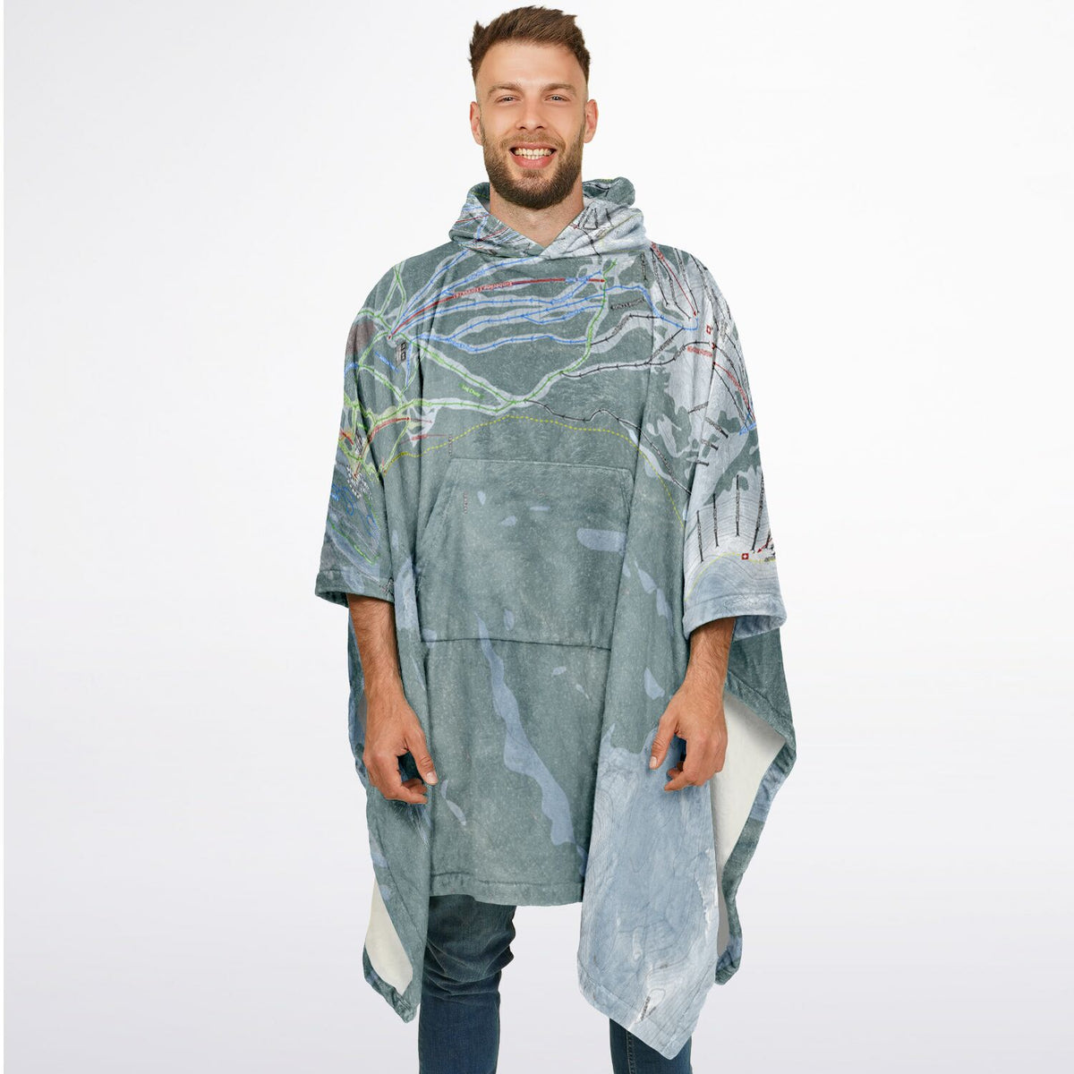 Copper Mountain, Colorado Ski Resort Map Flannel Blanket Poncho
