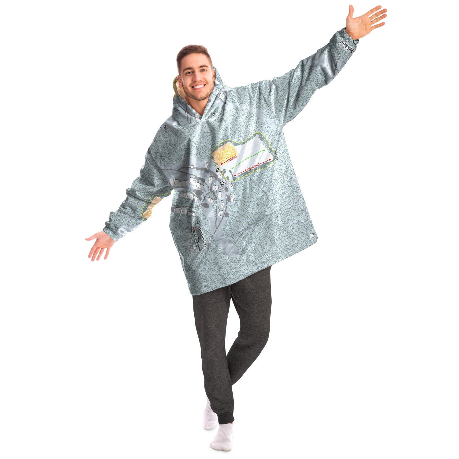 Granlibakken, California Ski Trail Map - Snug Hoodie - Powderaddicts