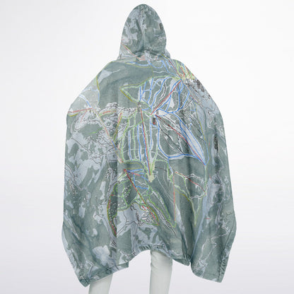 Big Sky, Montana Ski Resort Map Flannel Blanket Poncho