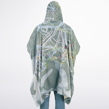 Silver Mountain, Idaho Ski Resort Map Flannel Blanket Poncho