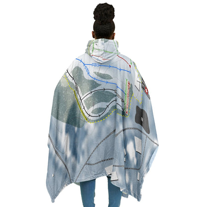Pinnacle Ski Club, Maine Ski Resort Map Flannel Blanket Poncho