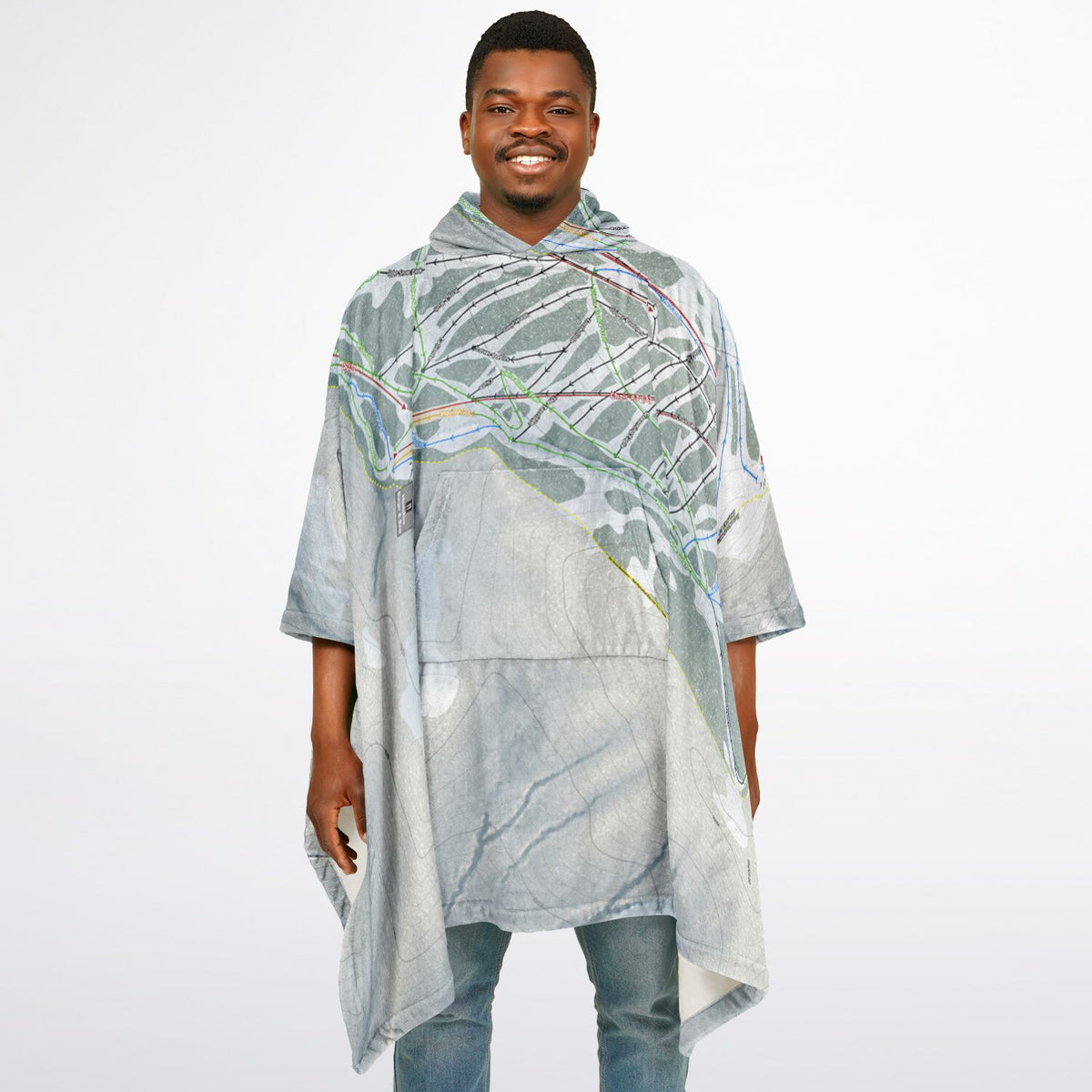 Ski Apache, New Mexico Ski Resort Map Flannel Blanket Poncho