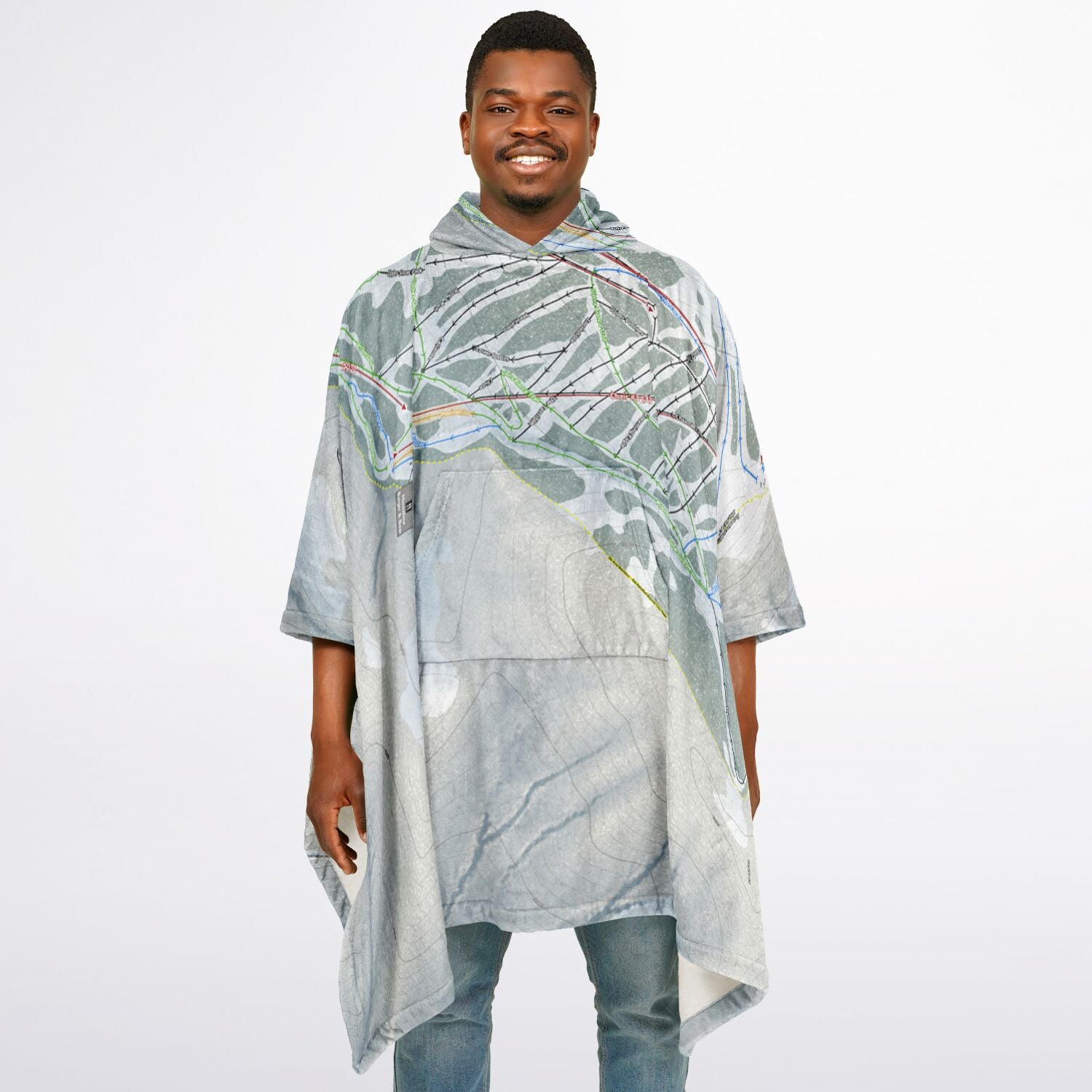 Ski Apache, New Mexico Ski Resort Map Flannel Blanket Poncho