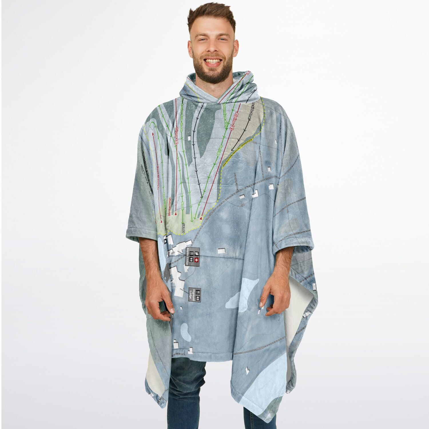 Liberty Mountain, Pennsylvania Ski Resort Map Flannel Blanket Poncho