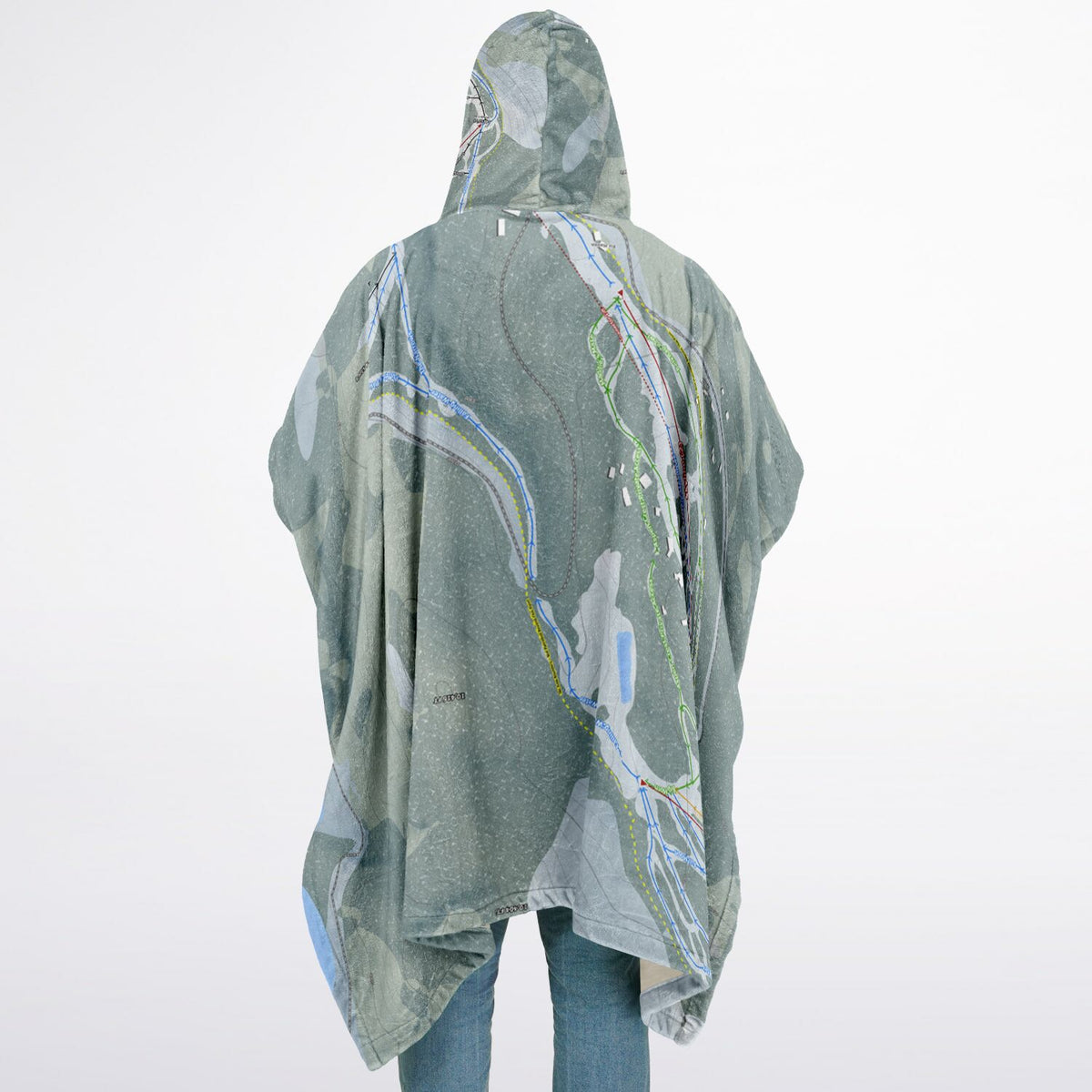 Eagle Point, Utah Ski Resort Map Flannel Blanket Poncho