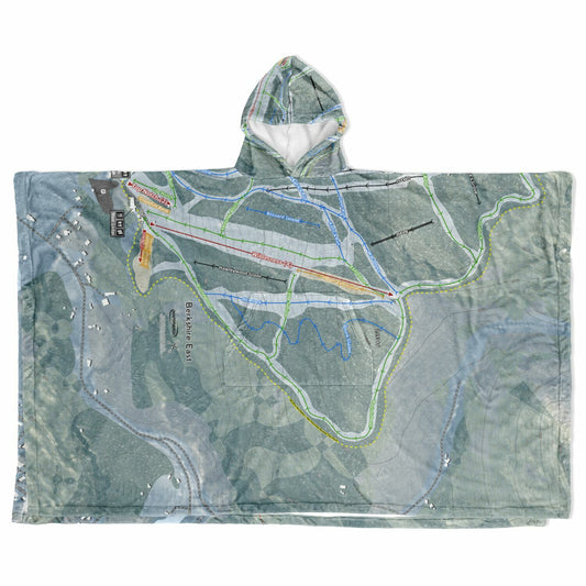Berkshire East, Massachusetts Ski Resort Map Flannel Blanket Poncho