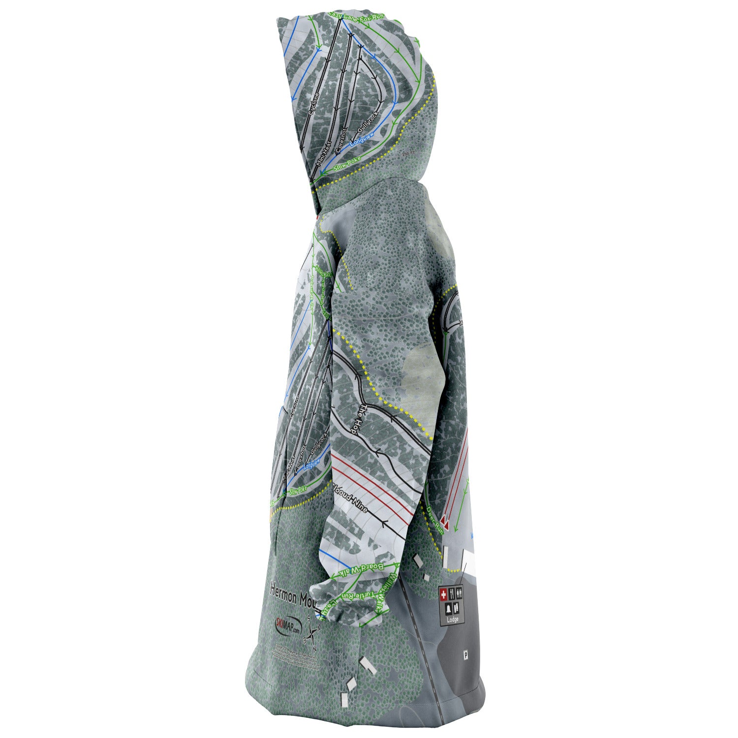 Hermon Mountain, Maine Ski Trail Map - Snug Hoodie - Powderaddicts