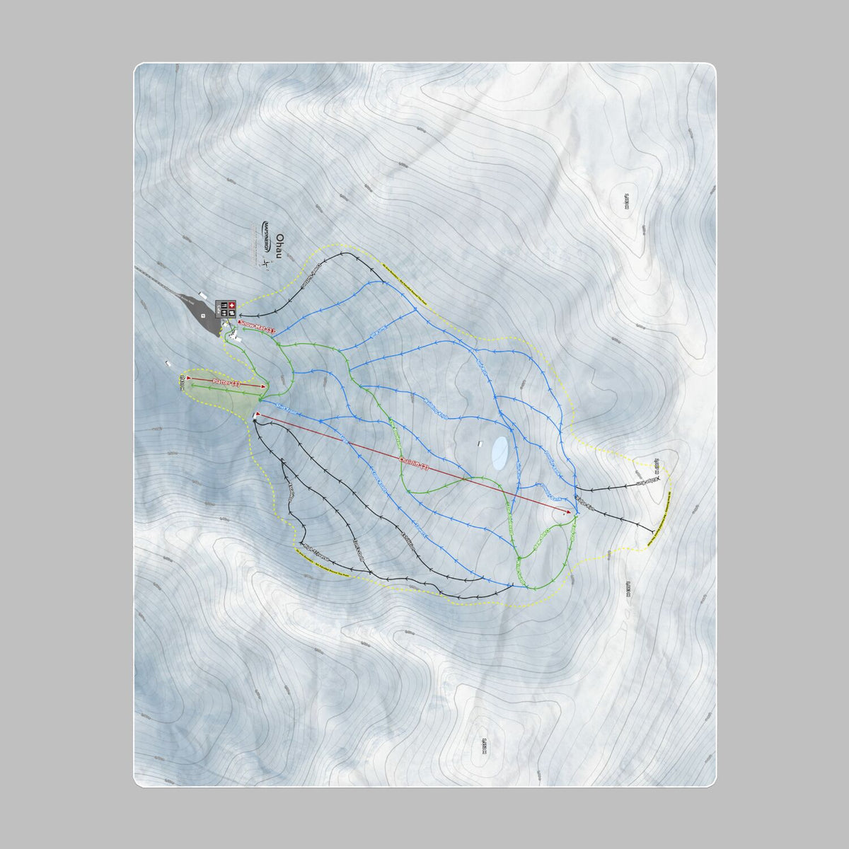 Ohau, New Zealand Ski Resort Map Printed Beach Towel