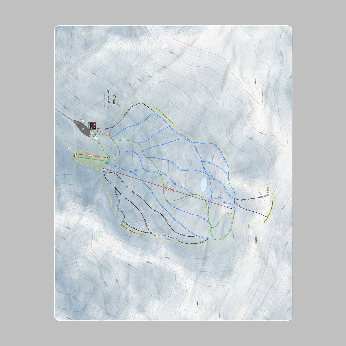Ohau, New Zealand Ski Resort Map Printed Beach Towel