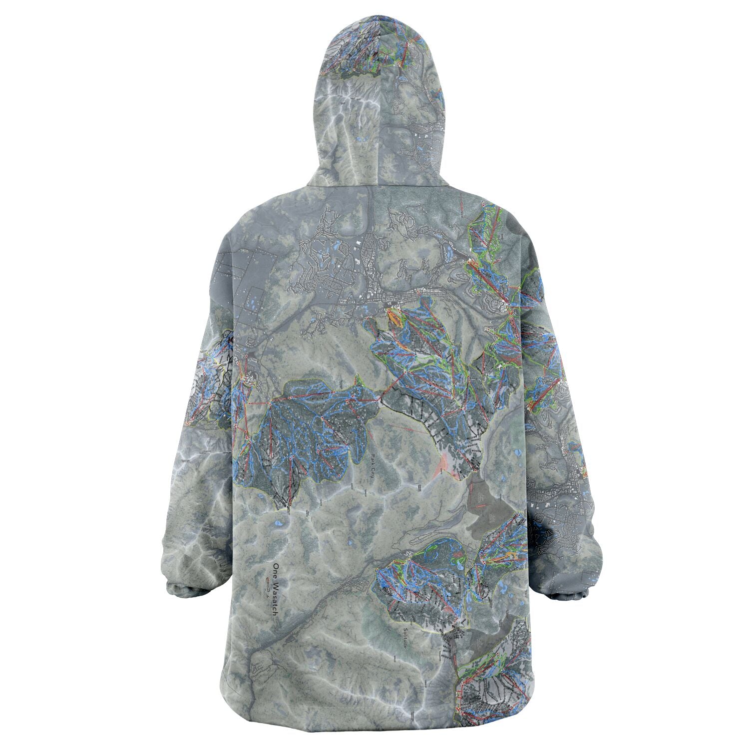 One Wasatch, Utah Ski Trail Map - Snug Hoodie - Powderaddicts