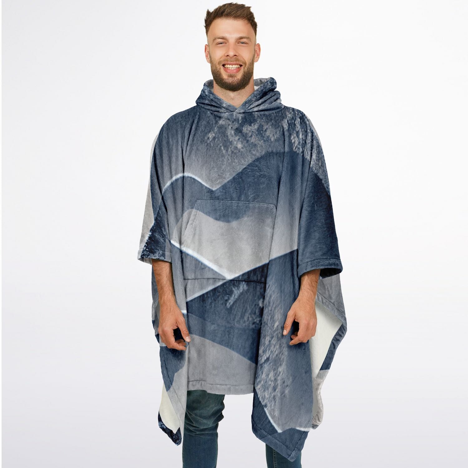 Abstract Foggy Mountain, Flannel Blanket Poncho