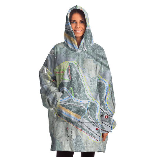Blue Hills, Massachusetts Ski Trail Map Snug Hoodie