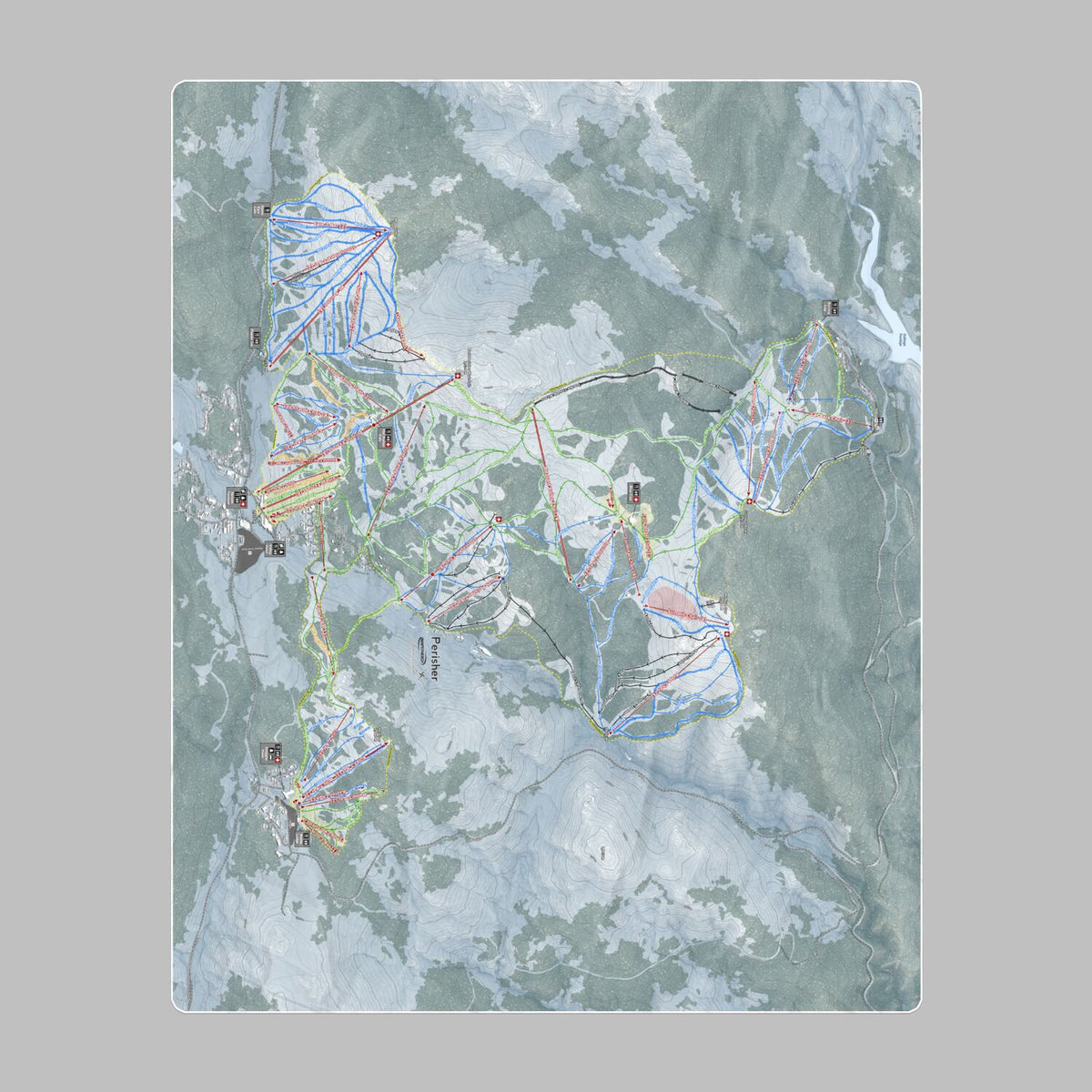 Perisher, Australia Ski Resort Map Printed Beach Towel