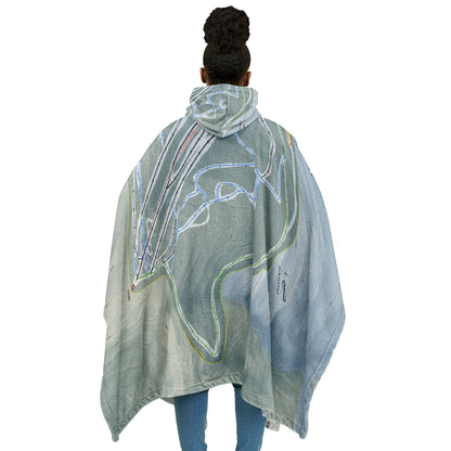 Plattekill, New York Ski Resort Map Flannel Blanket Poncho
