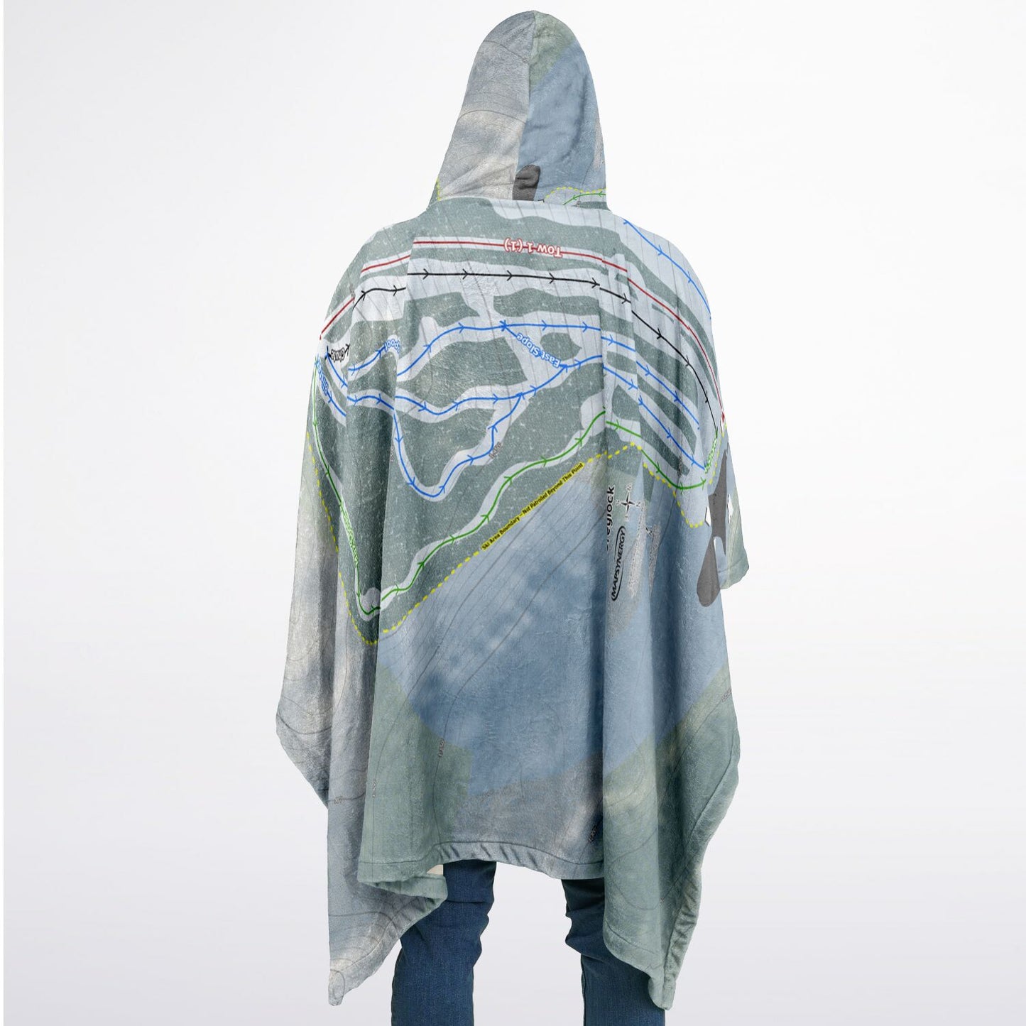 Mt Greylock, Massachusetts Ski Resort Map Flannel Blanket Poncho