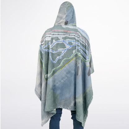 Mt Greylock, Massachusetts Ski Resort Map Flannel Blanket Poncho