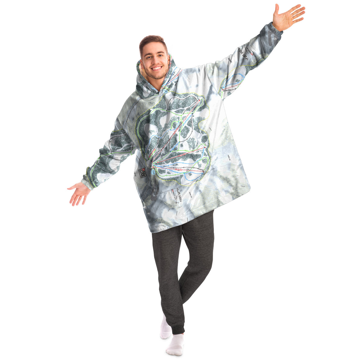 Huff Hills, North Dakota Ski Trail Map Snug Hoodie