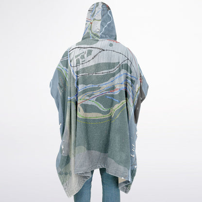 Saskadena Six, Vermont Ski Resort Map Flannel Blanket Poncho