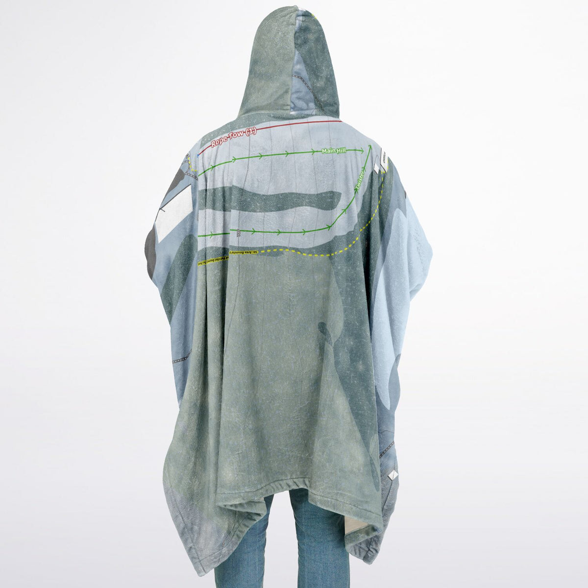 Abenaki, New Hampshire Ski Resort Map Flannel Blanket Poncho