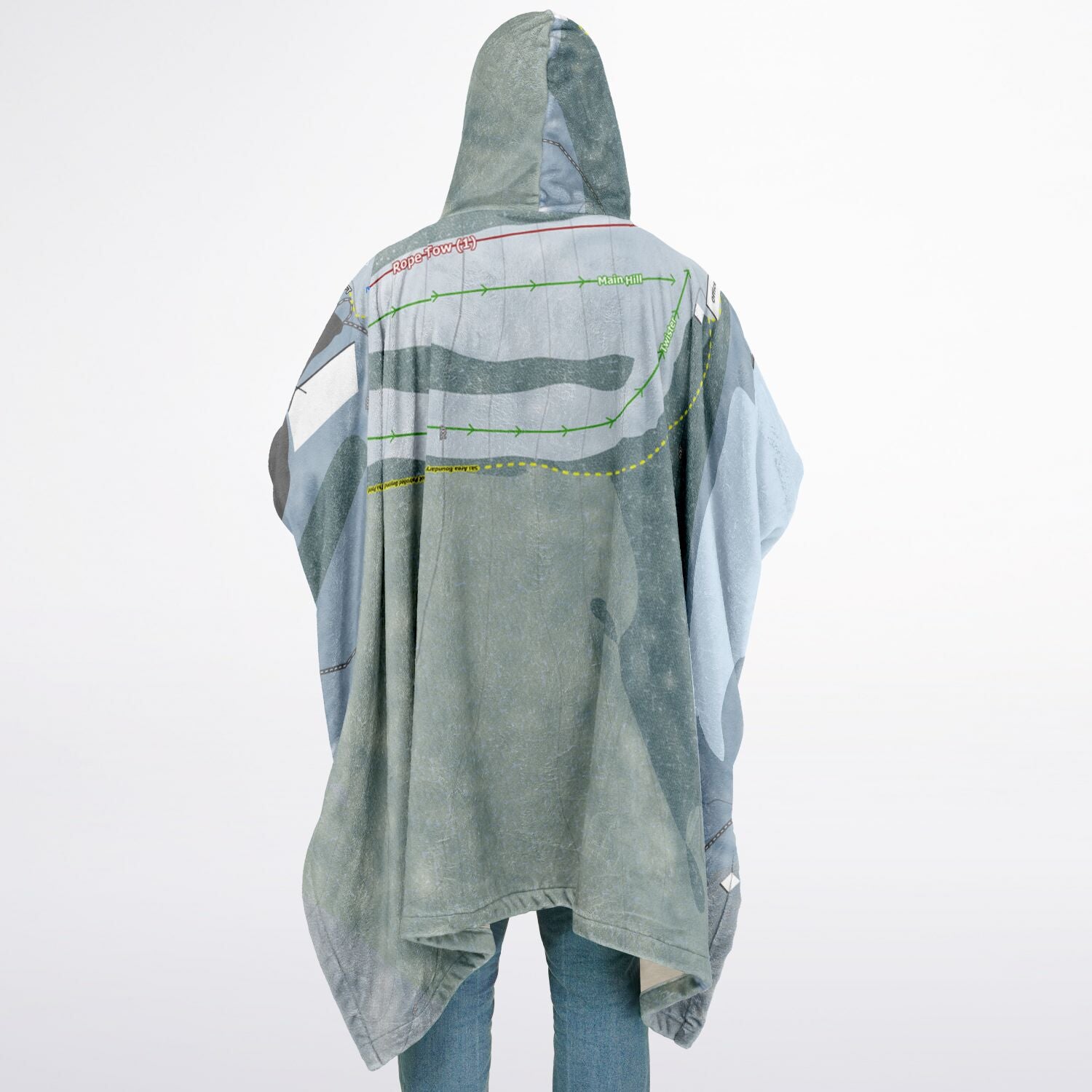 Abenaki, New Hampshire Ski Resort Map Flannel Blanket Poncho