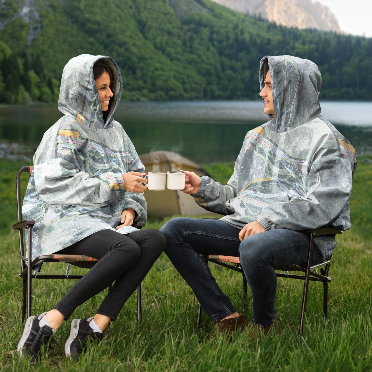 West Mountain, New York Ski Trail Map Snug Hoodie