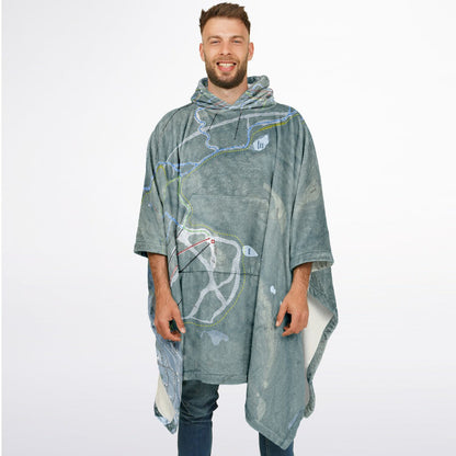 Gore Mountain, New York Ski Resort Map Flannel Blanket Poncho