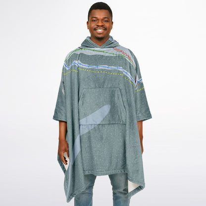 Sahalie Ski Club, Washington Ski Resort Map Flannel Blanket Poncho