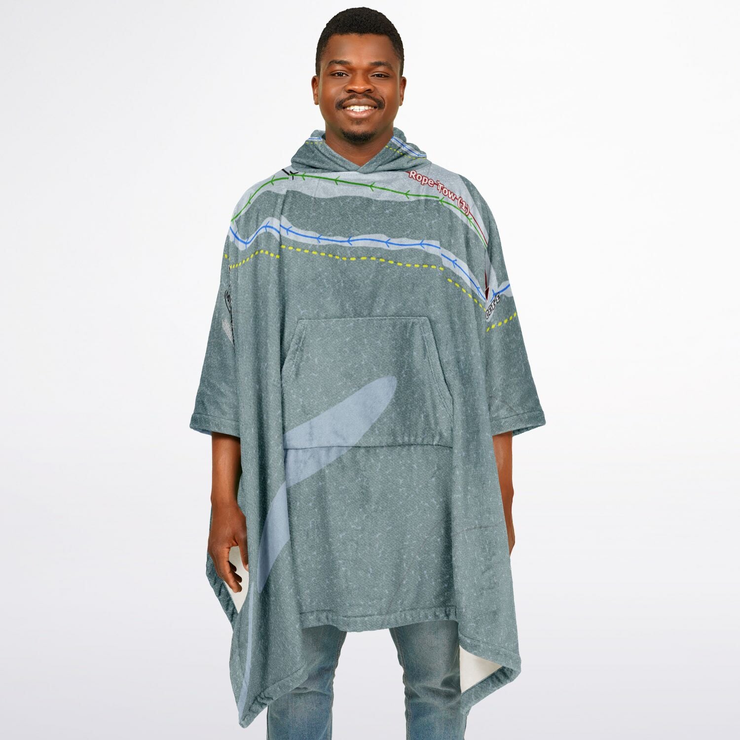 Sahalie Ski Club, Washington Ski Resort Map Flannel Blanket Poncho