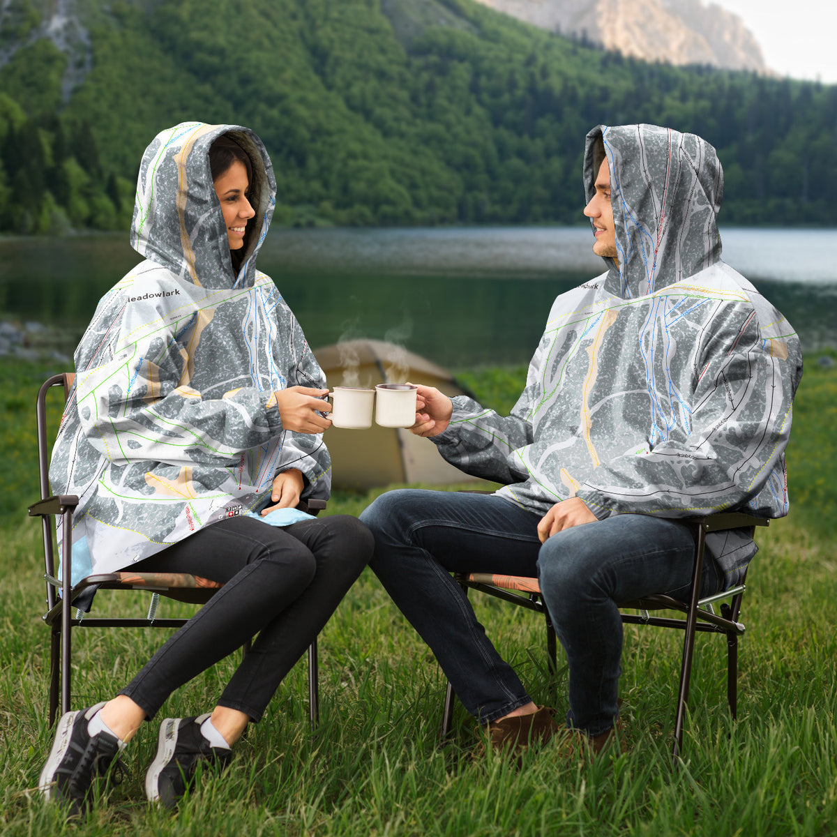 Meadowlark, Wyoming Ski Trail Map Snug Hoodie