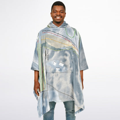 Snow Snake, Michigan Ski Resort Map Flannel Blanket Poncho
