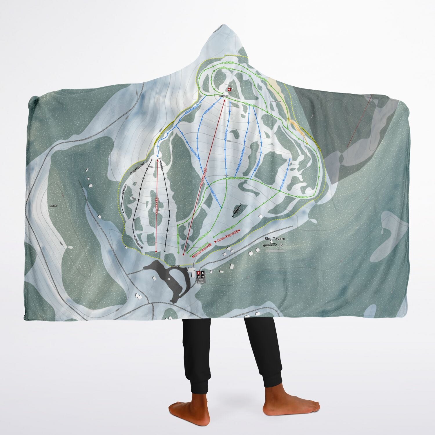 Sky Tavern, Nevada Ski Trail Map - Youth Hooded Blanket