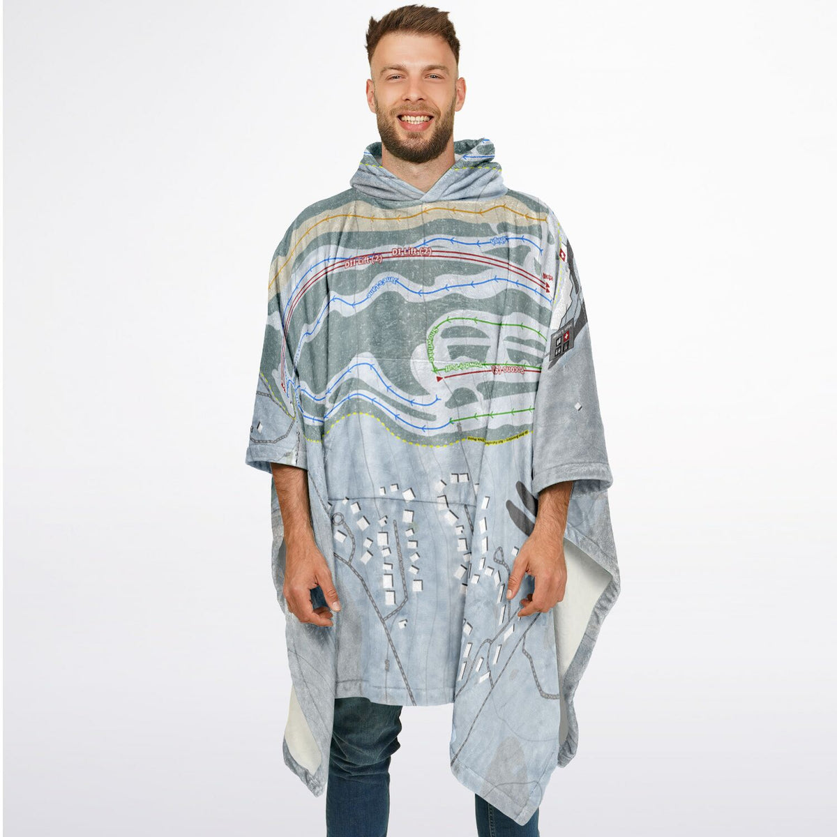 Jack Frost, Pennsylvania Ski Resort Map Flannel Blanket Poncho
