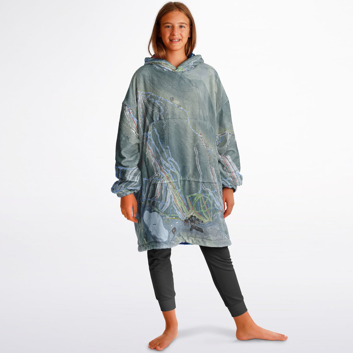 Cannon Mountain, New Hampshire Ski Resort Map Youth Reversible Snug Hoodie