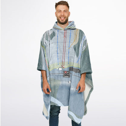 Northeast Slopes, Vermont Ski Resort Map Flannel Blanket Poncho