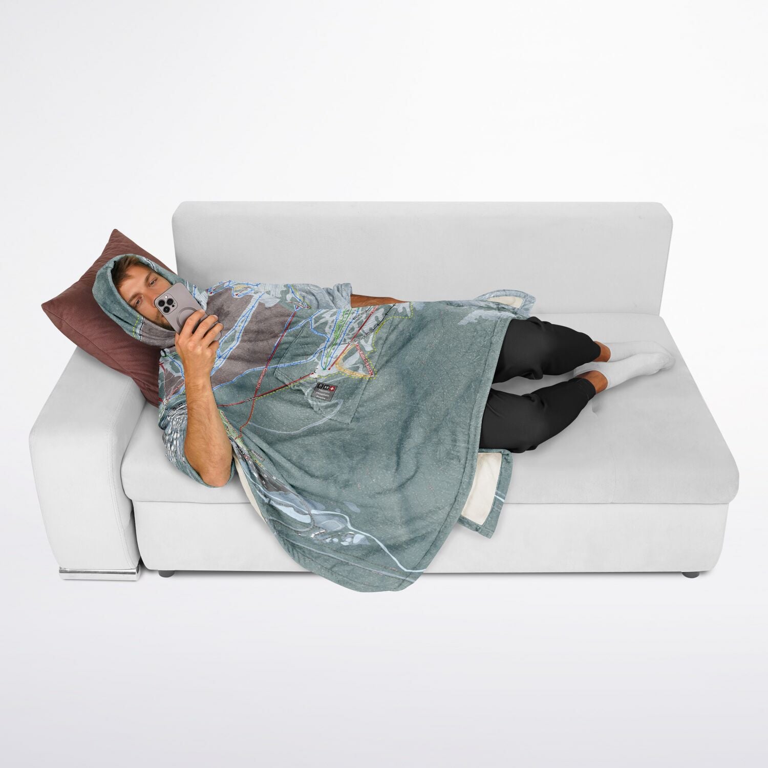 Thredbo, Australia Ski Resort Map Flannel Blanket Poncho