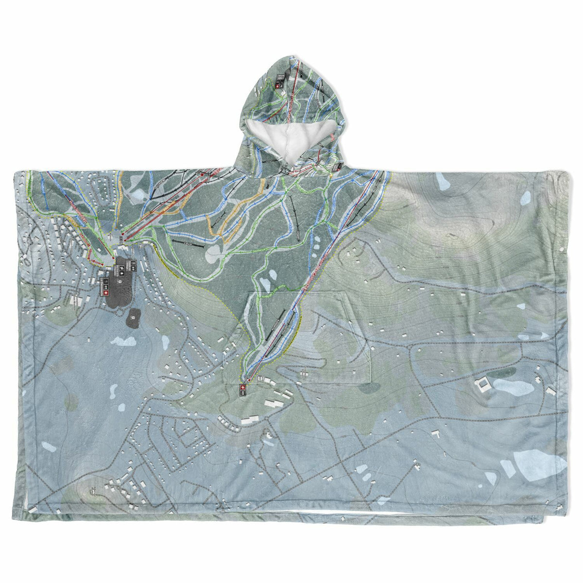Bromont, Quebec Ski Resort Map Flannel Blanket Poncho