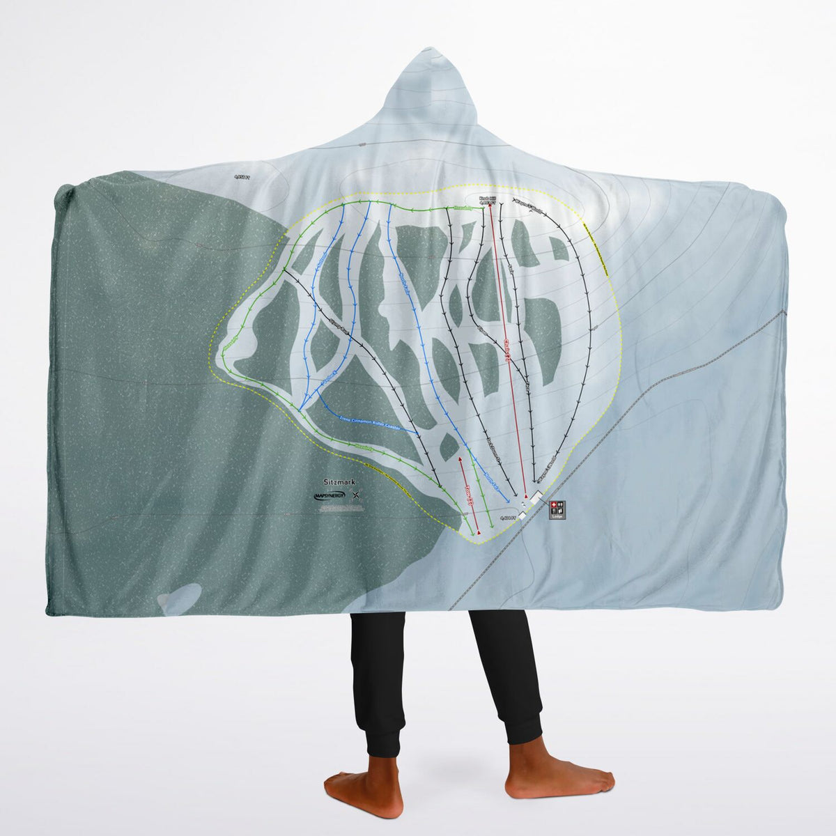 Sitzmark, Washington Ski Trail Map - Youth Hooded Blanket