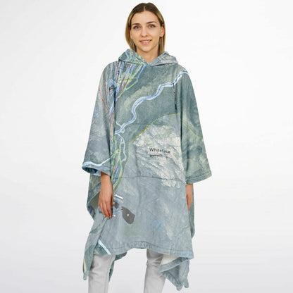 Whiteface Mountain, New York Ski Resort Map Flannel Blanket Poncho