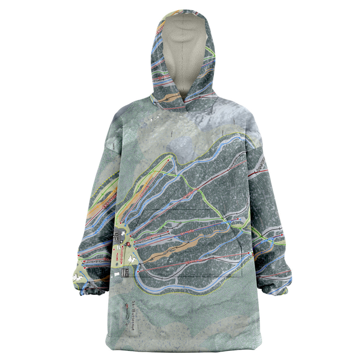 Ski Butternut, Massachusetts Ski Trail Map Snug Hoodie