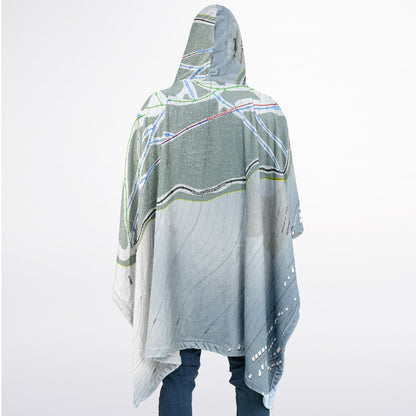 Misery Mountain, Alberta Ski Resort Map Flannel Blanket Poncho