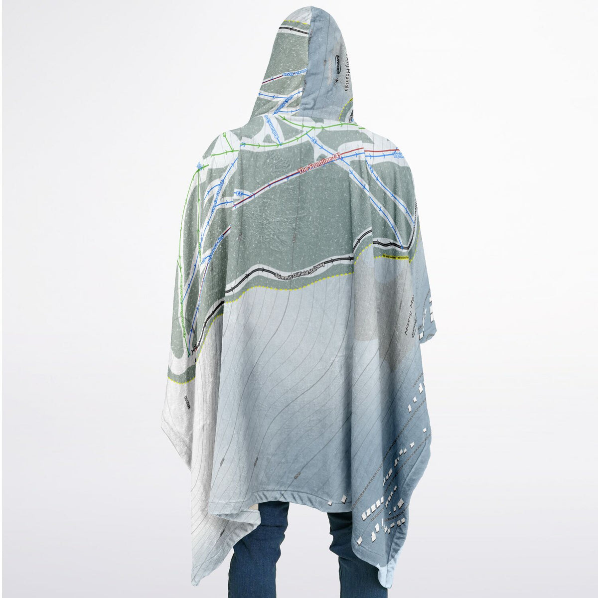 Misery Mountain, Alberta Ski Resort Map Flannel Blanket Poncho