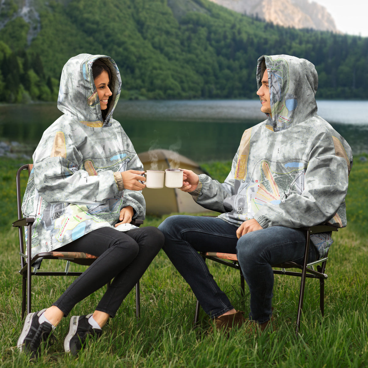 Detroit Mountain, Minnesota Ski Trail Map Snug Hoodie