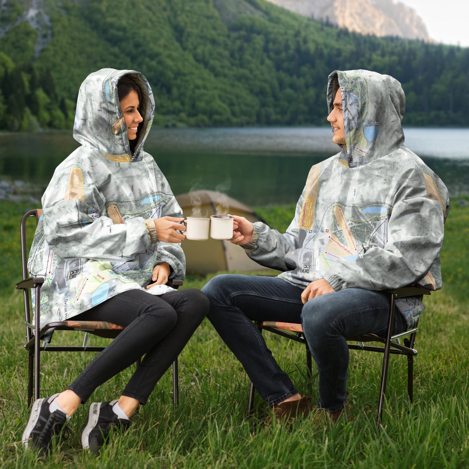 Detroit Mountain, Minnesota Ski Trail Map Snug Hoodie