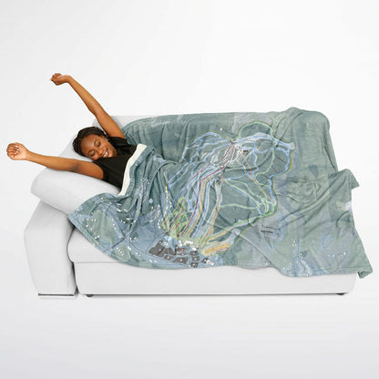 Cranmore Mountain, New Hampshire Ski Resort Map Flannel Blanket Poncho