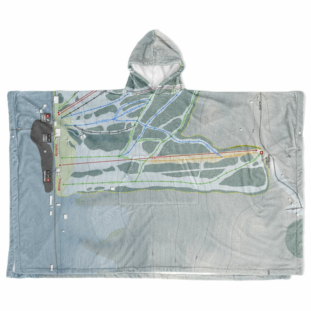 Labrador Mountain, New York Ski Resort Map Flannel Blanket Poncho