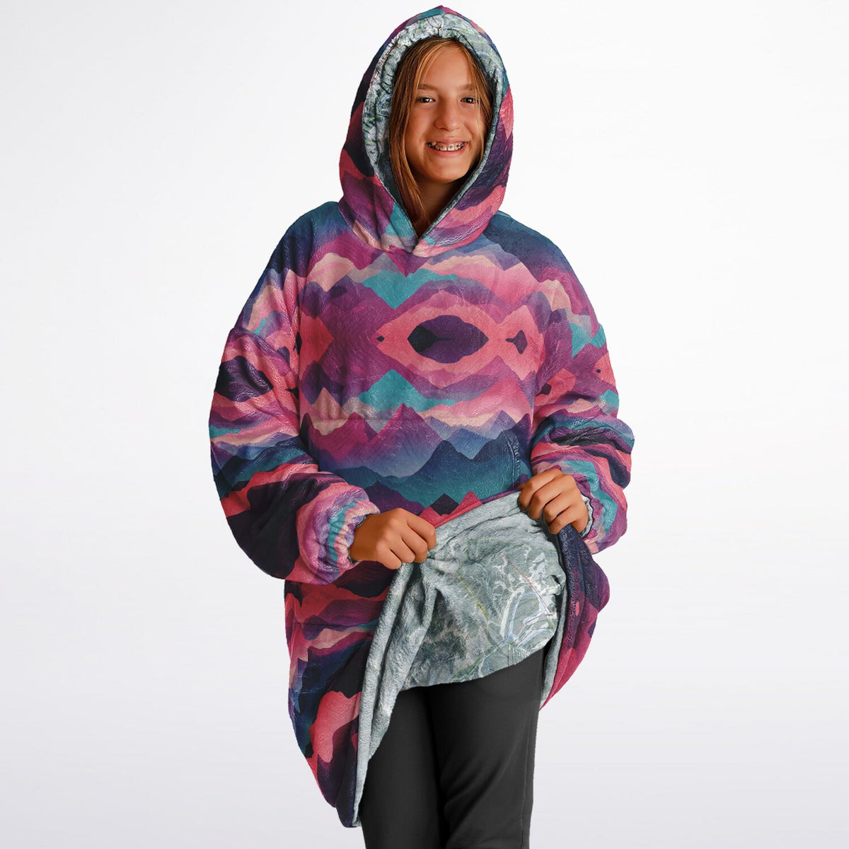 Powder Mountain, Utah Ski Resort Map Youth Reversible Snug Hoodie