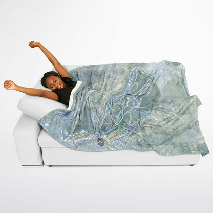 Tenney Mountain, New Hampshire Ski Resort Map Flannel Blanket Poncho