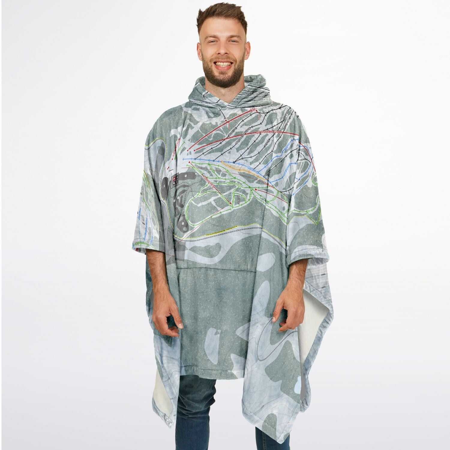 Mt Rose, Nevada Ski Resort Map Flannel Blanket Poncho