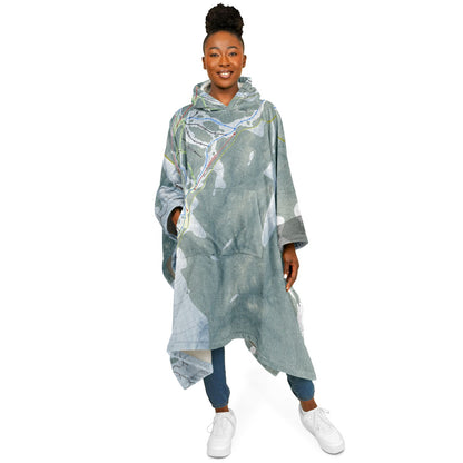 Diamond Peak, Nevada Ski Resort Map Flannel Blanket Poncho